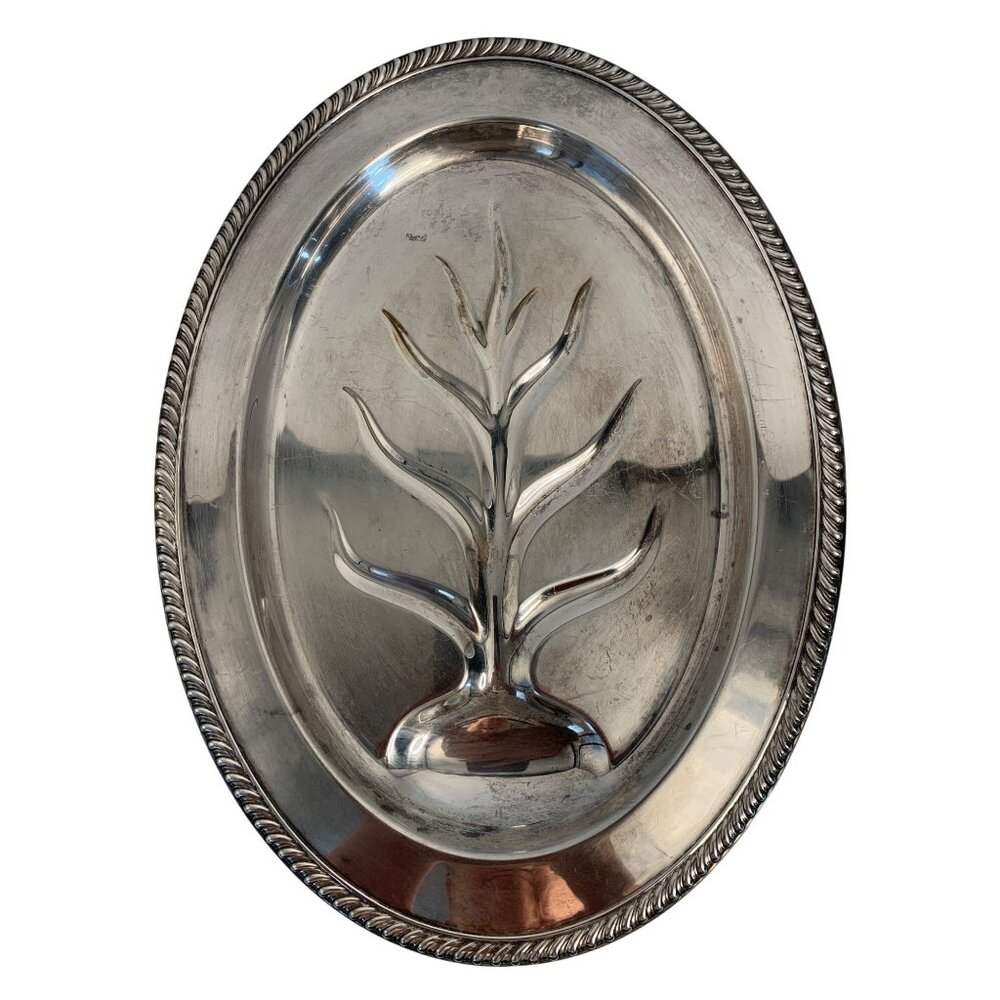 VTG Wm Rogers 810-16 Silver Plated Oval Tree of Life Platter 8922 Serving